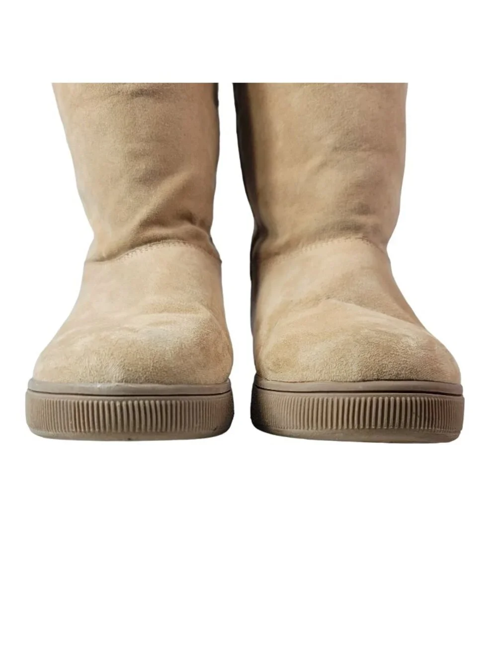 Cat & Jack Girls Fold Down Boots Tan SZ 2 Zip Snap Round Toe Faux Fur Faux Suede
